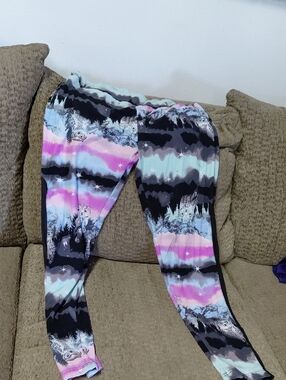 Womens Tie-Dye Owl Print Leggings - Multi Color